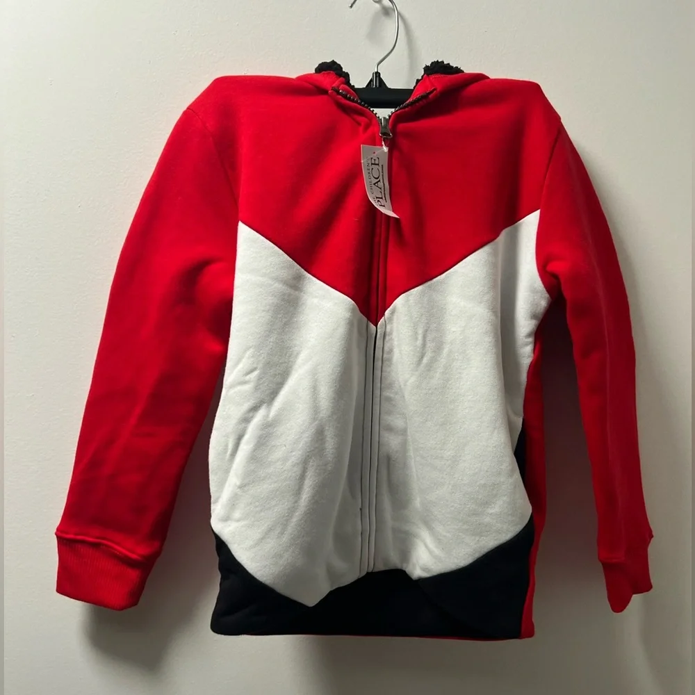 NEW The Children’s Place boys Colorblock Fleece Sherpa Lined Zip Up Hoodie
